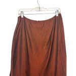 Anne Klein Vtg  Linen Blend Maxi Skirt Lined Long Slit Rust Brown Sz 14 USA 90s Photo 2
