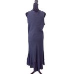 SAGA Made in Italy Ruffle Hem Midi Maxi Linen Dress Blue Size S/M Quiet Luxury Photo 9