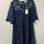 Ella Moon Navy Blue Floral Lace Dress Size L Photo 0