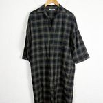 Vince  Plaid Easy Pullover Cotton Cocoon Shirt Dress Small Green Lagenlook Photo 2