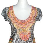 Y2K Multicolor Embellished Paisley Going Out Top. Sz S Burnout Hippie Boho Retro Orange Photo 6