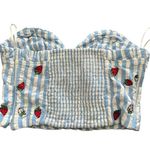 Maeve Anthropologie Striped Embroidered Strawberry Crop Top Size 6 Cottagecore Photo 3