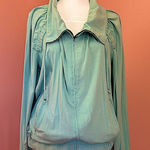 St. John blue buttery soft modern chic zip track suit jacket rhinestone detail L Photo 0