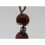 Elegant Necklace and Earings Set Silver Tone Round Pendant Beads Brown Matching Photo 2