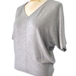 White House | Black Market  Mercury Silver Foil V-Neck Dolman Top - Small Petite Photo 4