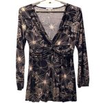 Susan Lawrence Vtg 90s Top Large Celestial Whimsigoth Dark Floral Phoebe Slinky Twist Babydoll Photo 2