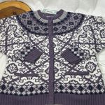Vintage National Fair Isle cardigan sweater purple and white Women’s Size Medium Photo 2