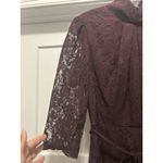 Mock Neck Lace 3/4 Dress Maroon Burgundy Midi Fairycore Church Modest Size 6 Red Photo 2