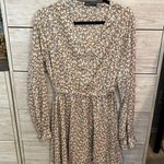 SheIn Franclia Plus Ditsy Floral Print Lantern Sleeve Ruffle Hem Dress Photo 0