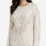 Xhilaration Boho Fringe Knit Sweater Cream Off-White Chunky Bohemian Pullover Photo 0