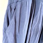 prAna  Fernie Jumpsuit Surplice Halter Deep V Neck Smocked Waist Blue Large Photo 2