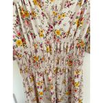 ASOS DESIGN shirred midi tea dress in cream meadow floral print Size US 0 Photo 8