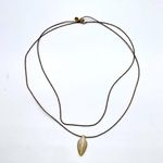Akola Double Stand Long Necklace with Ivory Pendant Gold Photo 0