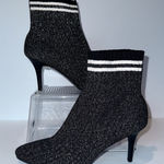 Stuart Weitzman New ‎ Waverly Sock Boots Ankle Black Gold Stretch Women's 9 Club Photo 0