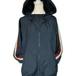 Zyia Active Rainbow Sleeve Bomber Jacket w/ Thumbholes Blue Size Medium Photo 1