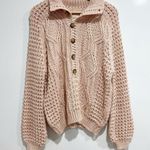 The Great. The Cozy Cable Pullover Sweater in Pale Blush Size Large Wool Blend Pink Photo 6