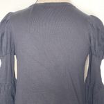 The Limited  Womens Sweater Size Small Black Puff Sleeve Slim Stretch Ribbed Photo 5