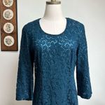 Mimmina Italy Vintage Mimmina Italian Teal Crochet Knit Dress Photo 2