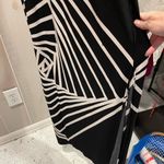 BCBGMAXAZRIA Cute black white geometric jersey knit stretchy flowy maxi high neck dress BCBG Photo 11