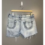 Oops! Jeans Cutoff Off Stretch Waist Distressed Denim Mid Rise Shorts Size 12 Blue Photo 1