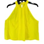 Bebe  Halter Top Womens XS Yellow Pleated Front Keyhole Summer Timeless Modern Photo 4