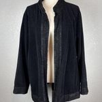 CP Shades Women Open Front Corduroy Jacket Size M Black Cotton Pockets Lagenlook Photo 0