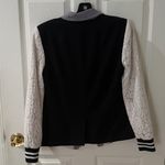 Rachel Roy Navy Striped Blazer seersucker with White Lace Sleeves size 6 Blue Photo 4