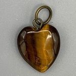 Vtg Heart Shaped Tiger Eye Polished Gemstone Pendant Mother’s Day Charm Quartz Size 0 Photo 0