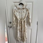 Little Lies Crinkle Dye Tie Waist Shirt Midi Dress Size Medium White Photo 2