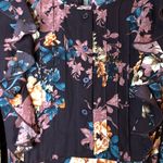 Xhilaration Xhiliration Wine Floral Print Long Sleeve Scoop Neck Ruffle Front Dress Medium Photo 9