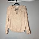 Cloth & Stone Anthropologie  Jacquard Blouse Tie Neck Beige Leopard Size Small Photo 3