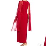RM Richards NY Long Ity Dress W/ Rhinestone Neck Caplet sheer sleeves Red Size 8 Photo 7