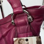 B Makowsky Leather Shoulder Bag Magenta Pink Pebble Grain Hobo Purse Purple Photo 7