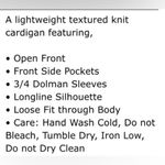 Yelete  long open front cardigan duster. Size Large Photo 8