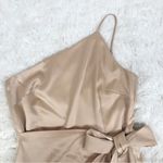 Gianni Bini  Tan Beige Satin One‎ Shoulder Mini Dress Party Cocktail Size 4 New Photo 3