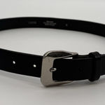 Unbranded Vintage Womens Black Leather Belt Size Medium Solid Brass Italian Photo 0