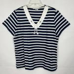 Sag Harbor  100% Cotton Striped V-Neck Top Size L Photo 0