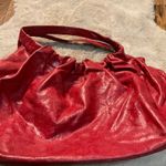 Hype Shoulder Bag Purse Red Engraved Scrunch Top Snap Closure Floral Women Hobo Photo 1