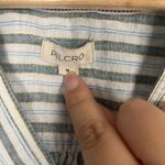 Anthropologie Pilcro Linen blend Henley Surf Top Short Sleeves Size M blue green Photo 1