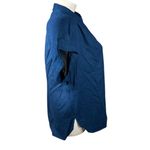 Nautica  Womens Navy Blue Linen Blend Short Sleeve Button Up Camp Shirt Size L Photo 8