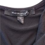 Wardrobe Black Ribbed Draped Neck Blouson Dress Size 12 Cocktail Evening Photo 3