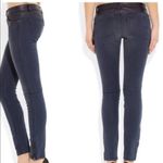 Maje  moto leather black denim zip skinny jeans Photo 1