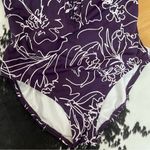 Aqua Green  Women’s Sz Medium Purple Floral One Piece Swim Suit Photo 4