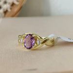 Boutique NWT Gold Amethyst Oval Cut Ring “Brigitta” Light Purple Promise Engagement Jewelry Photo 0