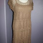 Solitaire NWT by Ravi Khosla Brown Boho Crochet Cap Sleeve Dress w/ Slip S Photo 2