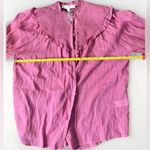 Karlie ‎ Large Pink Linen Smock Top Button Up Long Sleeve Lightweight Ruffle NWOT Photo 8