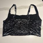Urban Outfitters Crop Top Shirt Sz L Large Black & Grey Velvet Textured Photo 6