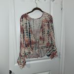 Given Kale Rustic Western Cowgirl Tie Front CropTop Plunging Neckline Peplum SzS Pink Photo 3