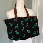 Fossil  Origami Llama Stylish Black and Green Tote Bag Purse Photo 0