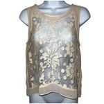ASTR Women's Light Peach Back Zip Floral Sheer Lace Tank EUC Size Small Photo 1
